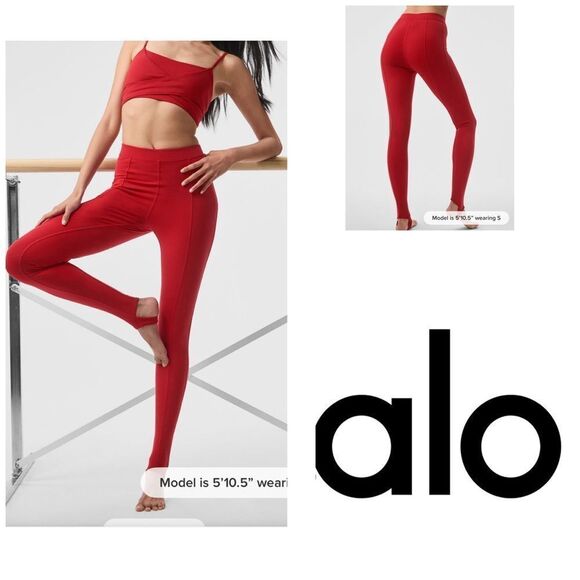ALO YOGA AIRBRUSH High-Waist Enso Legging classic Red size XS NWT - Picture 2 of 6